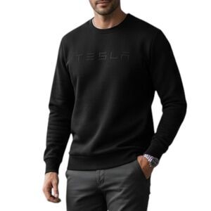 Tesla Motors Men’s Wordmark Crewneck Sweatshirt - Black - Size L